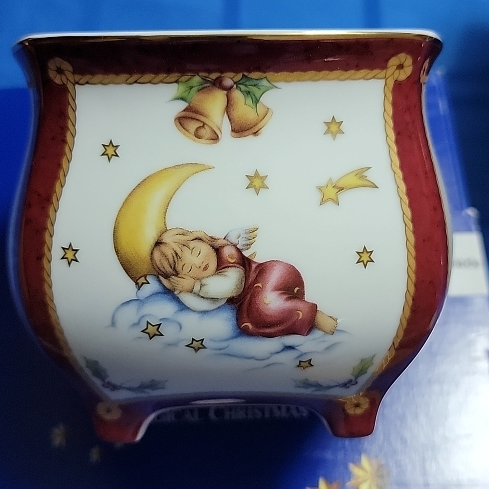 NIB Goebel Christmas Angel Porcelain Candy Bowl Planter NEW